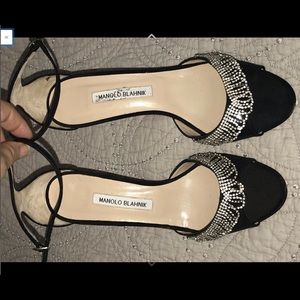 NEW Manolo Blahnik Crepe Rhinestone MM 40.5 40